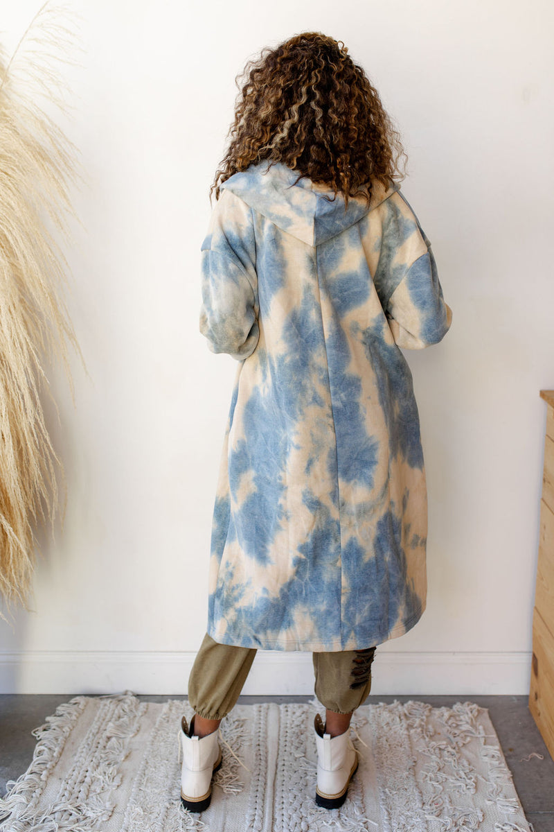mode, earth + sky long hoodie jacket