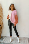 mode, pretty pinks colorblock sweater