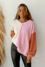 mode, pretty pinks colorblock sweater