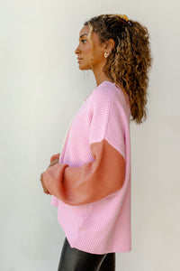 mode, pretty pinks colorblock sweater