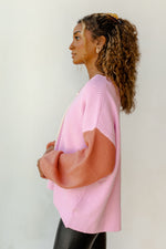 mode, pretty pinks colorblock sweater