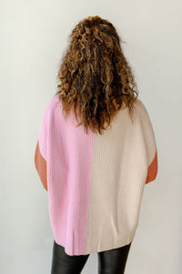 mode, pretty pinks colorblock sweater