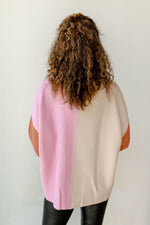 mode, pretty pinks colorblock sweater