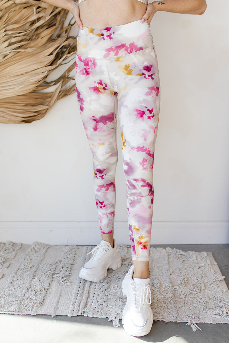 mode, watercolor floral highways leggings