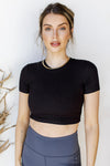 mode, micro-ribbed athleisure tee