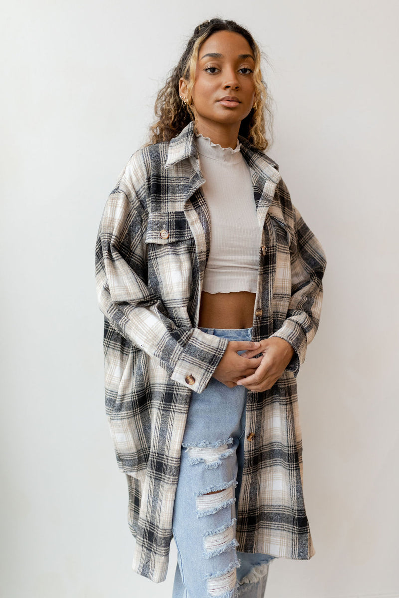 mode, plaid lovin long jacket