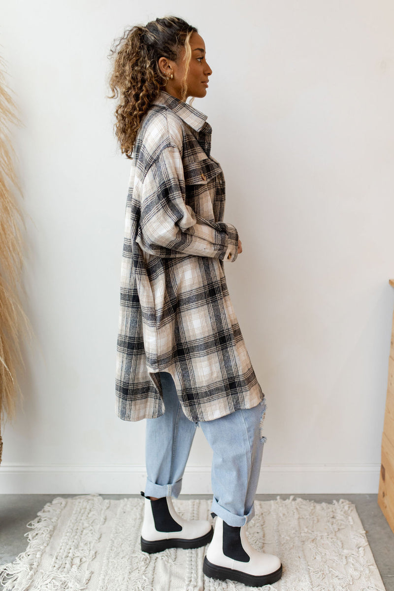 mode, plaid lovin long jacket