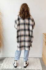 mode, plaid lovin long jacket