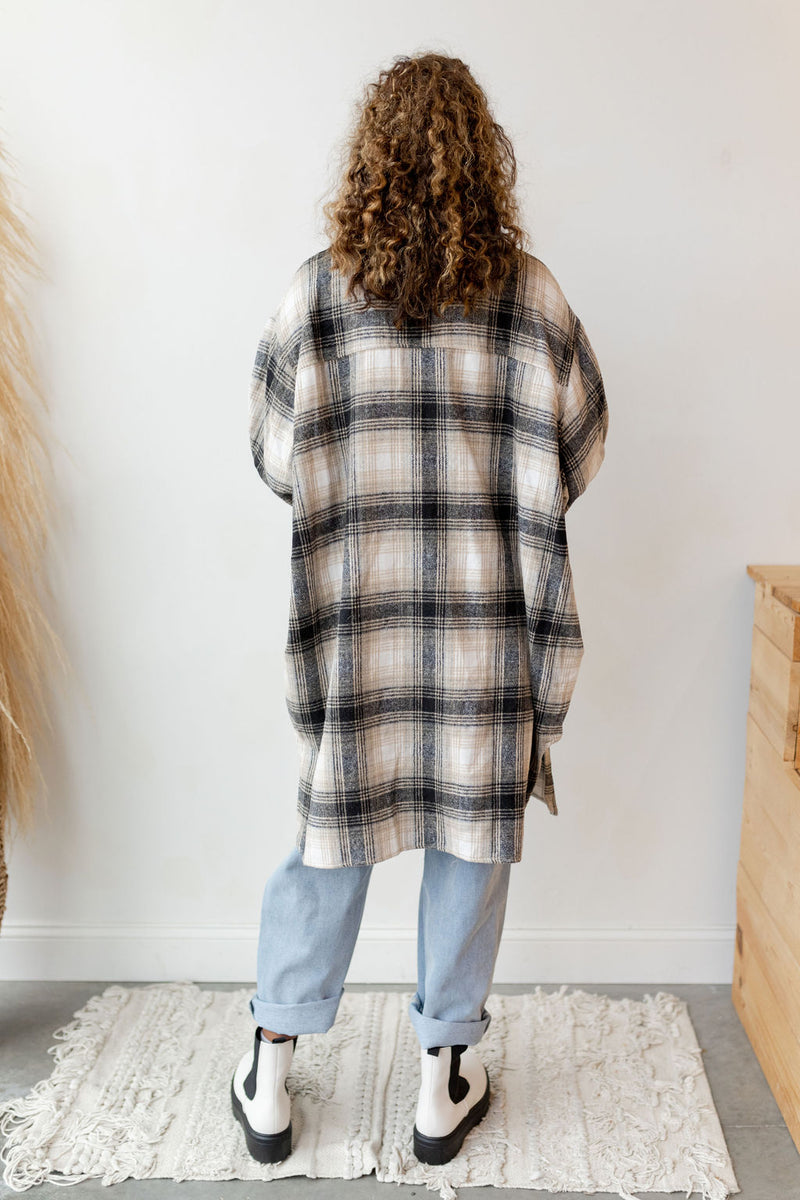 mode, plaid lovin long jacket