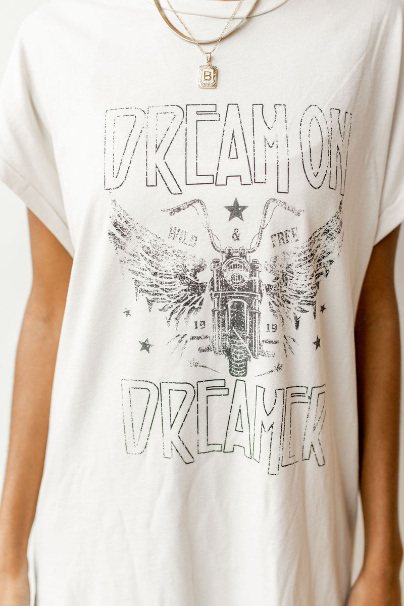 mode, dream on dreamer high slit dress
