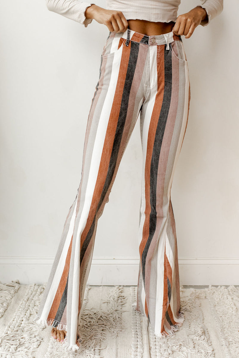 mode, peace denim flares