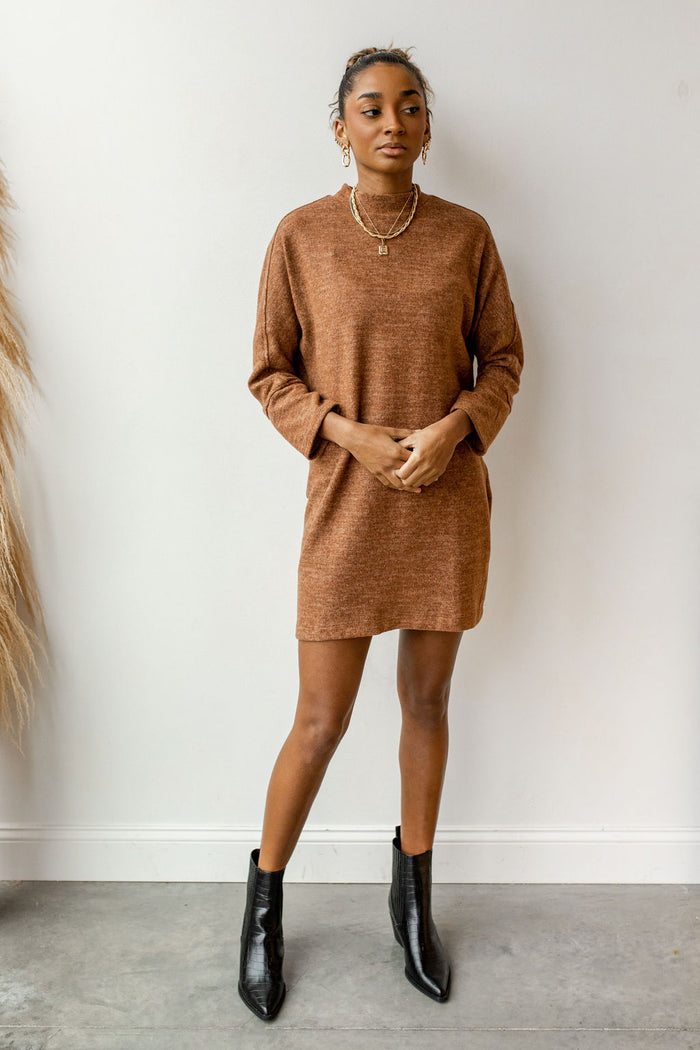 mode, hazelnut sweater dress