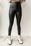 mode, high rise faux leather leggings