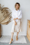 mode, gold rush midi skirt