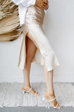 mode, gold rush midi skirt