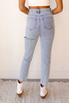 mode, back slash high rise denim