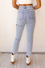 mode, back slash high rise denim