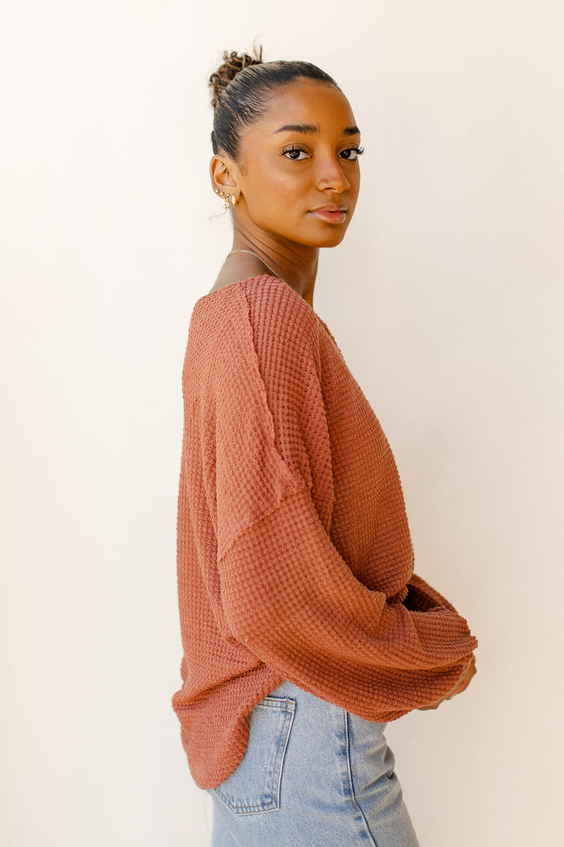 mode, warm + cozy waffle top