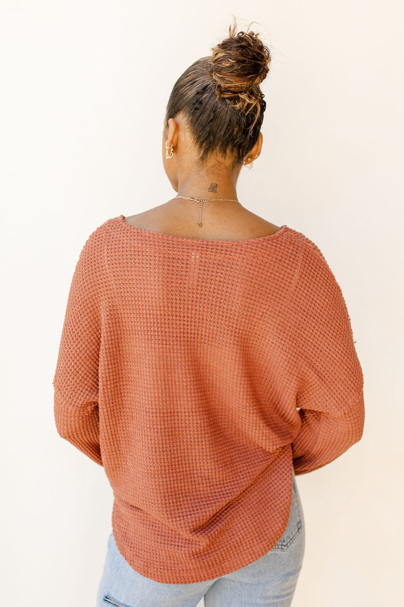 mode, warm + cozy waffle top