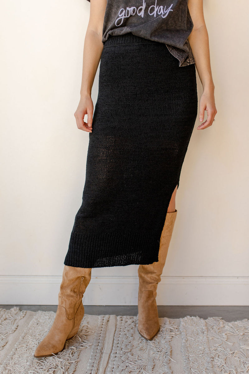 mode, look at me now side slit skirt