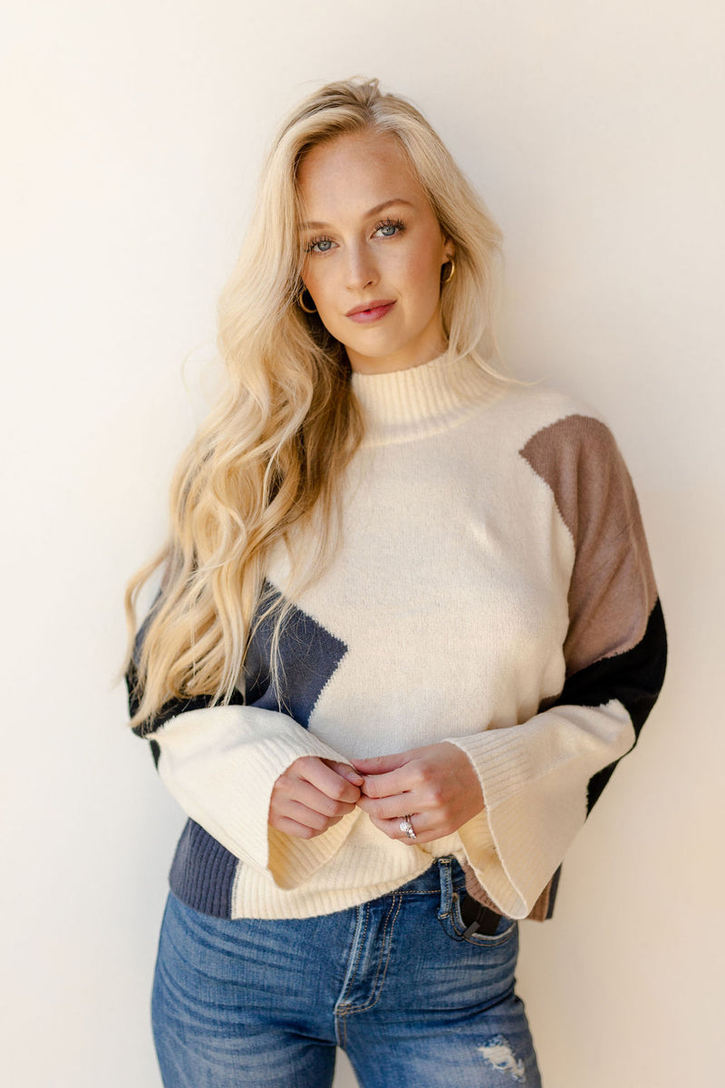 mode, heartbeat colorblock sweater