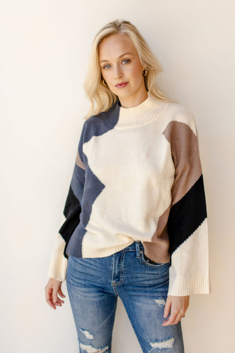 mode, heartbeat colorblock sweater