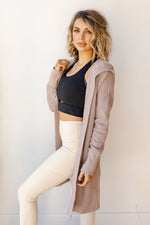 mode, fleece lined longline hoodie cardi