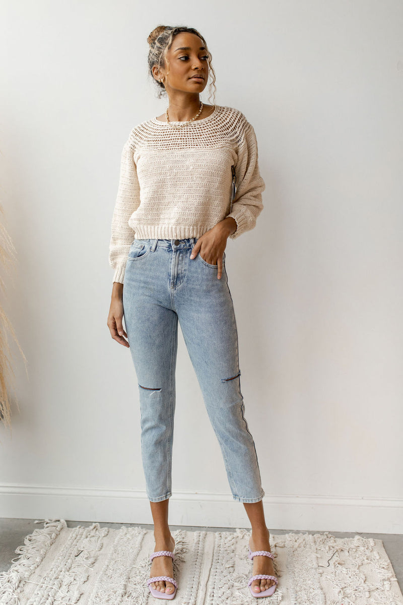 mode, stevie long sleeve knit sweater
