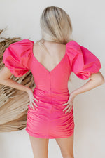 mode, paradise puff sleeve dress