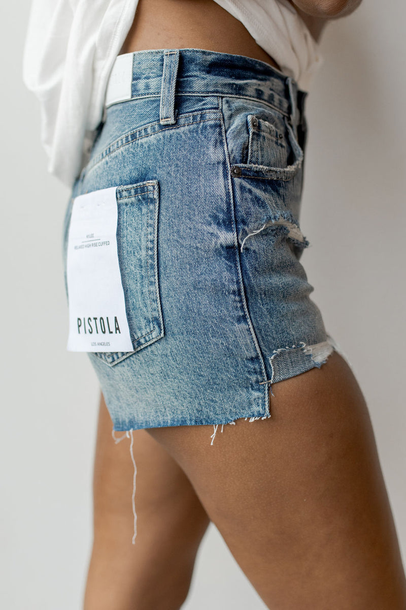 mode, kylee relaxed high rise cuffed jean shorts