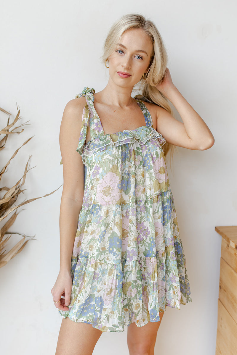 mode, frill in love mini dress