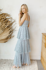 mode, maxi ruffled dress
