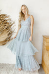 mode, maxi ruffled dress