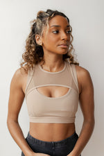 mode, mesh racerback sports bra