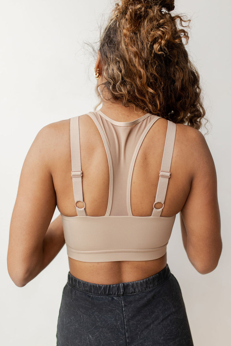 mode, mesh racerback sports bra