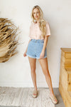 mode, collared button-up crop top