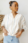mode, cross paths button blouse