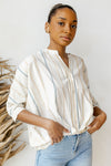 mode, cross paths button blouse