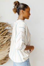 mode, cross paths button blouse