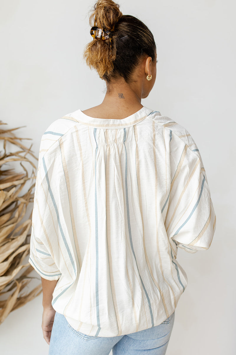 mode, cross paths button blouse