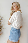 mode, collared button-up crop top