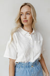 mode, collared button-up crop top