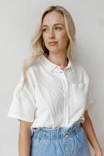 mode, collared button-up crop top