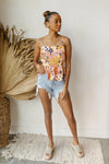 mode, tropical vibes print blouse
