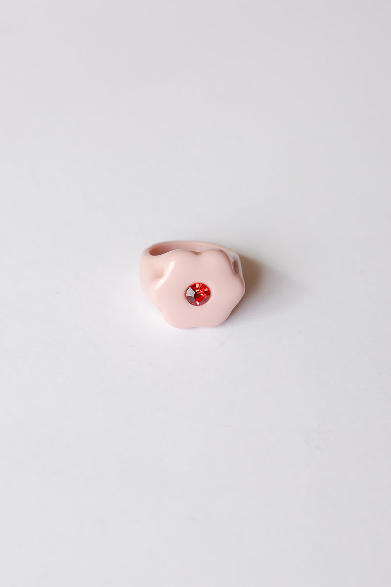 mode, pink flower bubble ring