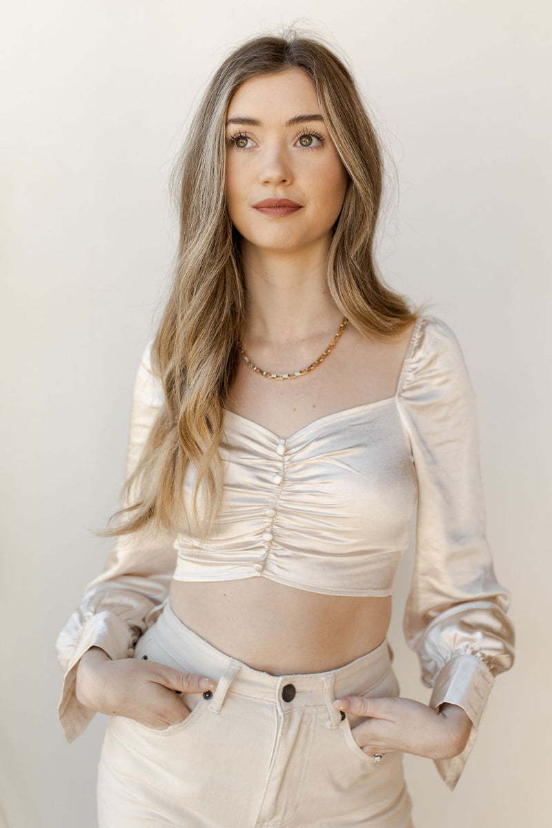 mode, lost in the midst satin blouse