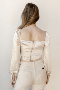 mode, lost in the midst satin blouse