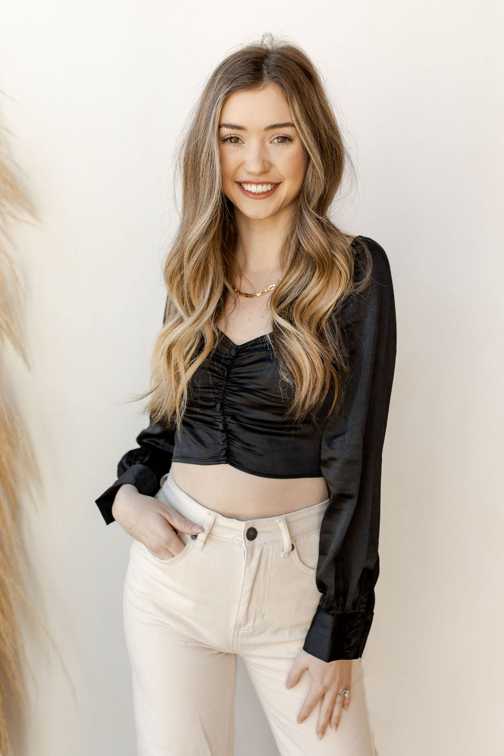 mode, lost in the midst satin blouse