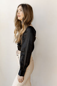 mode, lost in the midst satin blouse