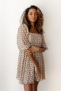 mode, muted floral dress